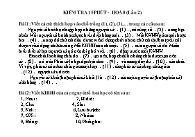 Kiểm tra 15 phút môn Hoá 8 (lần 2)